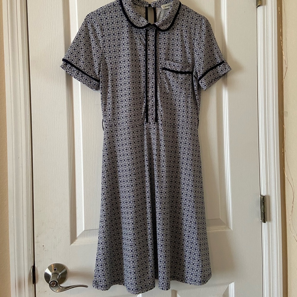 Navy Blue Monteau Collard Dress